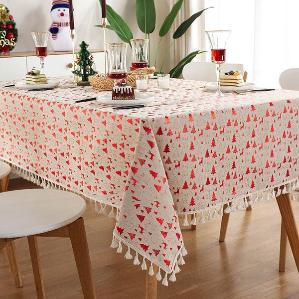 

table cloth christmas day tablecloths on the for kitchen interior accessories festive decoration feather picnic blanket with tassel