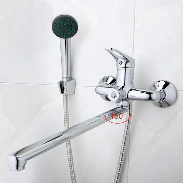 

bathroom mixer 40cm stainless steel long nose outlet brass shower faucet sets