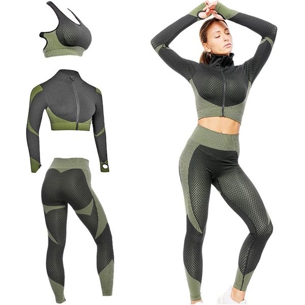 

yoga suit running fitness knitted hip lifting elastic three piece
