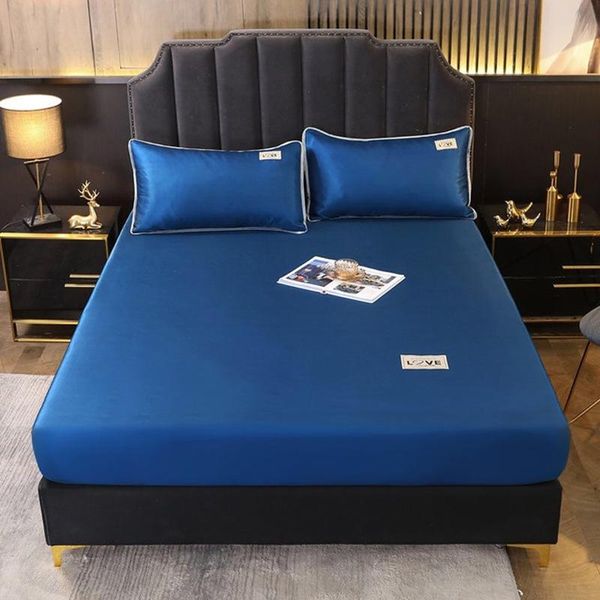 

sheets & sets summer solid satin silk elastic band fitted sheet mattress cover super soft cozy queen king size bed and case