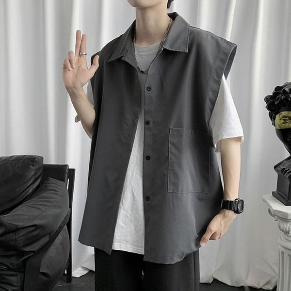 

men's vests tooling vest tide brand korean version of the trend loose summer thin sleeveless handsome jacket, Black;white