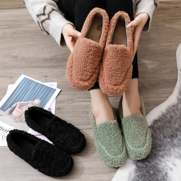 

boots women snow winter furry fur shoes ankle fluffy plush ladies warm flat r14-43, Black