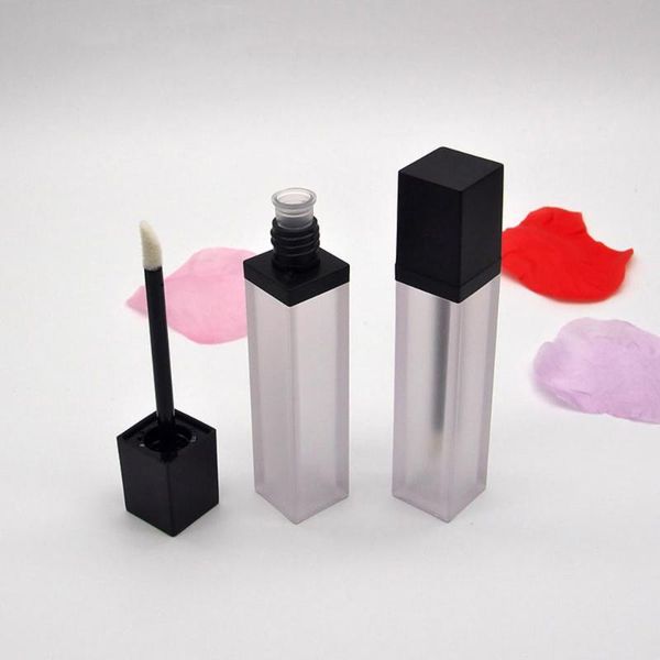 

storage bottles & jars 100pcs 7ml frosted lip gloss bottle with black cap empty square tube portable diy lipgloss packing container