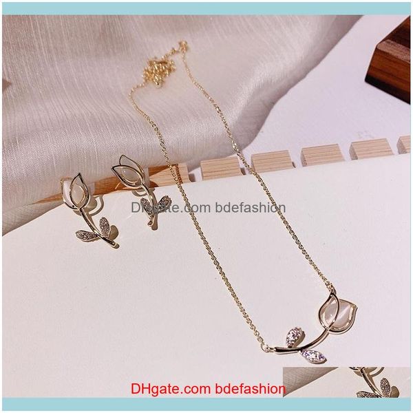 

necklaces & pendants jewelrygentle super flash cold wind opal creative rose pendant necklace resin rhinestone set chokers drop delivery 2021, Golden;silver