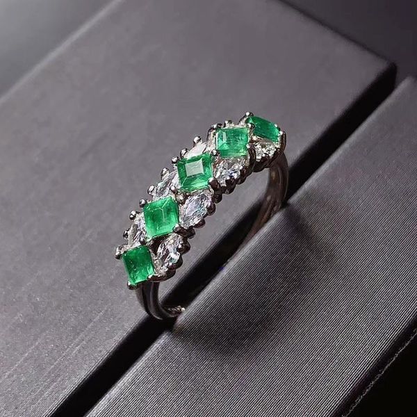 

cluster rings colife jewelry 925 silver emerald 5 pieces 2.8mm natural ring fashion for daily wear, Golden;silver