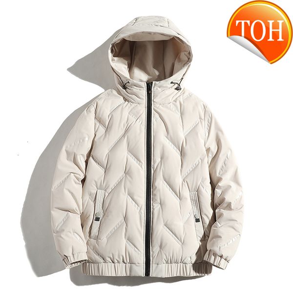 

down warm covrlge jacket men's trend new hooded simple fashion 80 fleece collar coat us size mwy033, Black