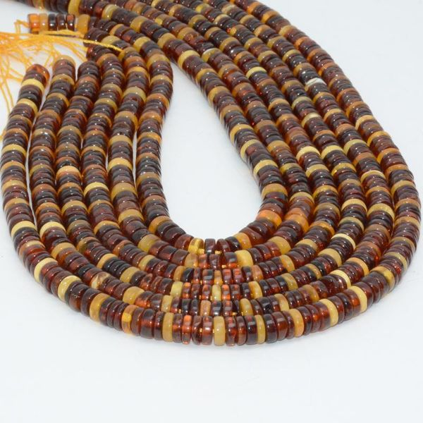 

other natural baltic dark congac amber + milky / honey irregular heishi beads 7mm-7.2mm