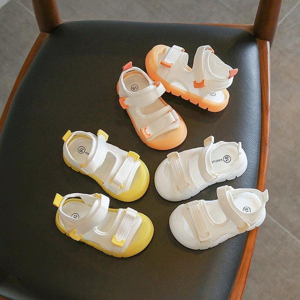 

sandals arrival baby shoes for 2021 summer solid color matching mesh air boys and girls breathable non-skid children's, Black;red