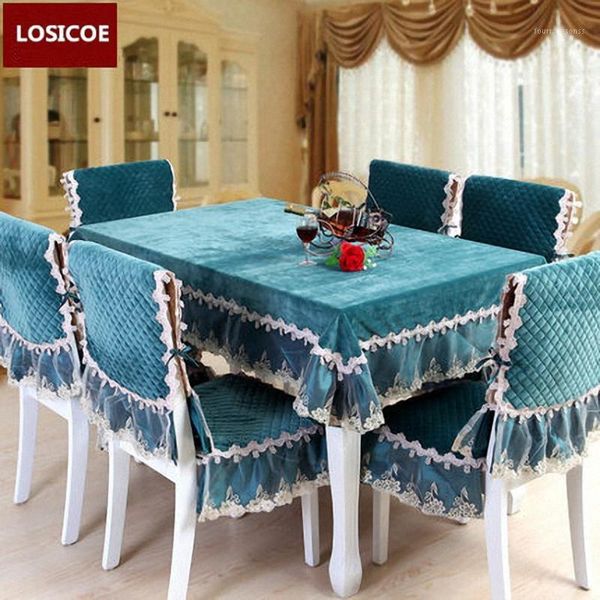 

luxurious gold velvet waterproof table cloth cushion chair cover 3 style solid color quilted lace embroidered tablecloths1
