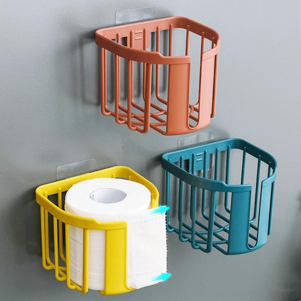 

toilet paper holders bathroom rack wall mounted adhesive organizer no-drill leachate large capacity tissue holder hanging towels