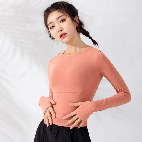 

yoga outfit crop bodysuit women's long sleeve t-shirt autumn high elastic fit running deportivo mujer camisetas