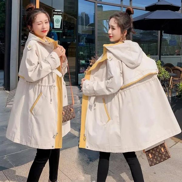

women's vests 2021 spring clothes loose plus fertilizer to increase mid-length size windbreaker women foreign style, Black;white