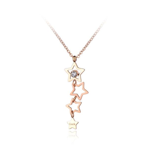 

pendant necklaces titanium stainless steel cz crystal star choker jewelry trendy luck chain necklace for women n19056, Silver