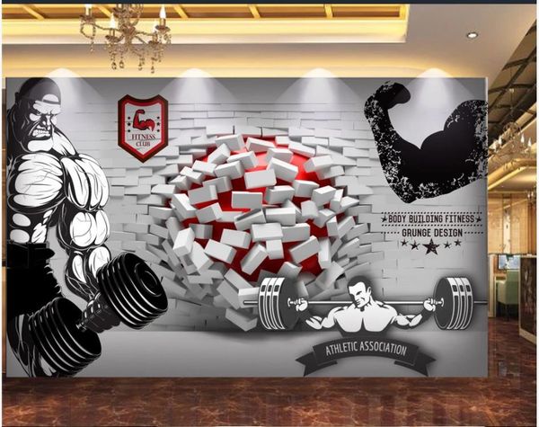 

wallpapers custom po wallpaper for walls 3 d murals 3d broken wall painting fitness gym mural tool background papers