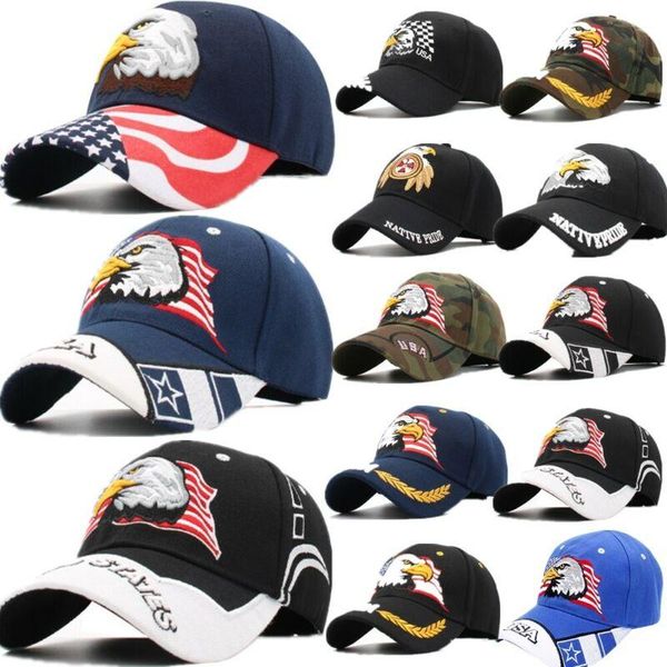 

visors plain curved sun visor baseball cap fashion adjustable american flag eagle hat women men embroidered, Blue;gray