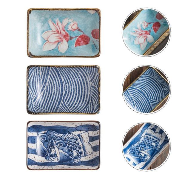 

bowls 3pcs home ceramic saucers seasoning dishes sauce dipping (random type)
