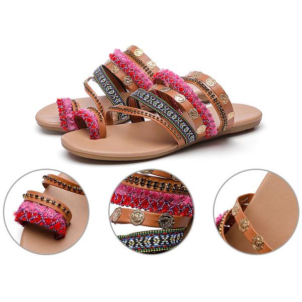 

sandals women's espadrille tassel leather summer shoes beach wedding, Black