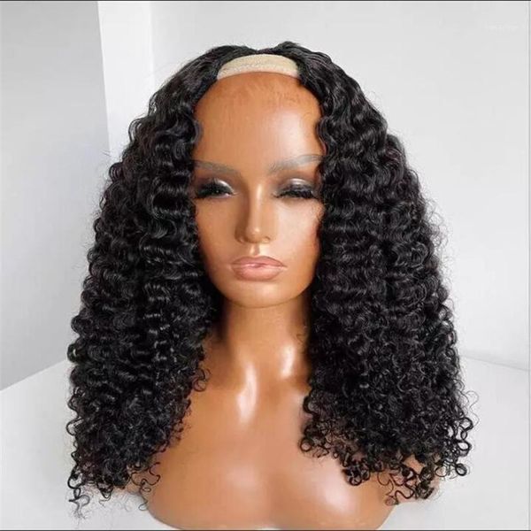 

long loose wave hair wig middle part human wigs 1x3 opening u none lace glueless with clip1, Black;brown