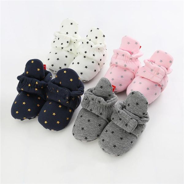 

first walkers born baby girl shoes star soft cotton booties toddler boy anti-slip warm infant crib socks