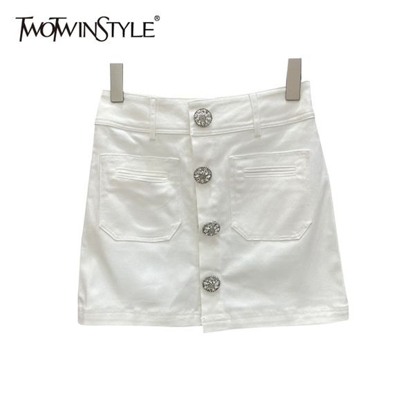 

casual patchwork button skirt for women high waist bodycon mini a line skirts female fashion clothing 210521, Black
