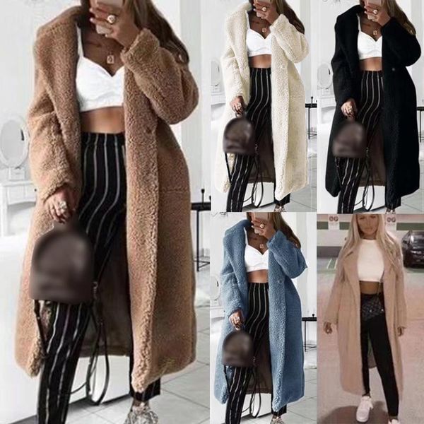 

women's wool & blends ladies woollen overcoat korean version womens coat warm long jackets fashion winter clothing female lamb hair, Black
