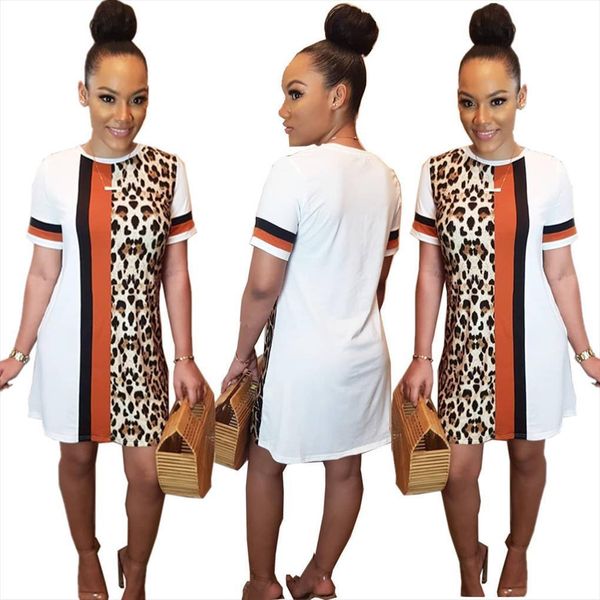 

fashion summer dress womens skirts o neck leopard print mini club party wear ldn8271, Black