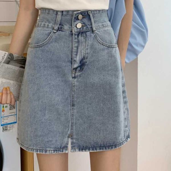 

fashion skirts denim high waist a-line women spring and autumn summer short student hip, Black