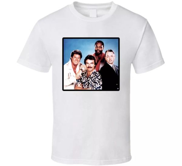 

magnum pi tv show tom selleck t shirt, White;black
