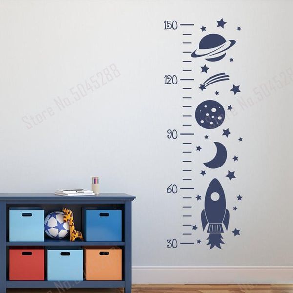 

wall stickers rocket growth chart decal outer space decals decor art for kids baby room z586
