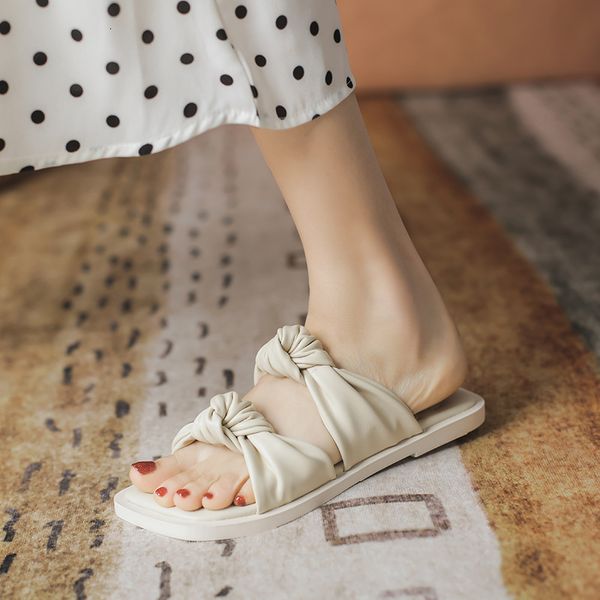 

slippers summer net red soft flat bottomed sandals for women ja98, Black