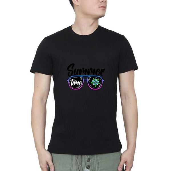 

men's t-shirts summer time sunglasses casual streetwear o neck t-shirt, White;black