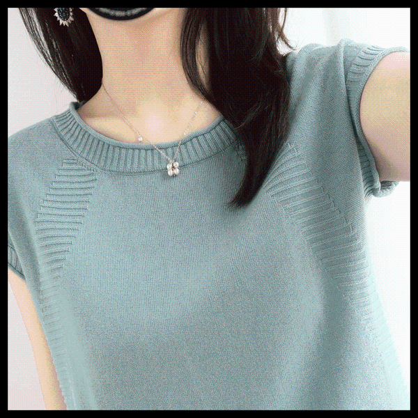 

women's t-shirt 2021 summer korean round neck knitted short-sleeved cotton linen loose thinner bottoming shirt, White