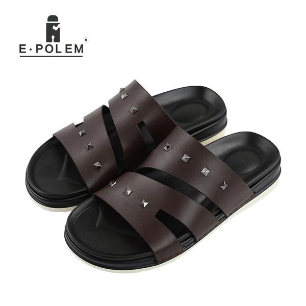 

slippers 2021 summer style punk men black and brown rivet beach casual breathable hollow out rome