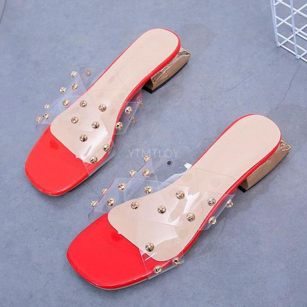 

slides women 3cm high heels pvc mules summer sandals female transparent slippers zapatillas mujer casa chanclas, Black