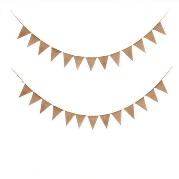 

party decoration jute linen flag diy handmade crafts birthday christmas wedding fabric 15 pieces of pennant home