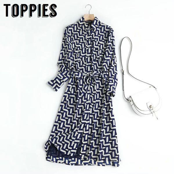 

ies women vintage dress geometric print dresses with sashes vestidos 210412, Black;gray