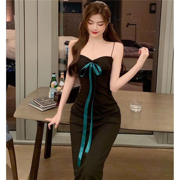 

casual dresses women summer 2021 dark green suspender dress black vestido de mujer femme robe, Black;gray