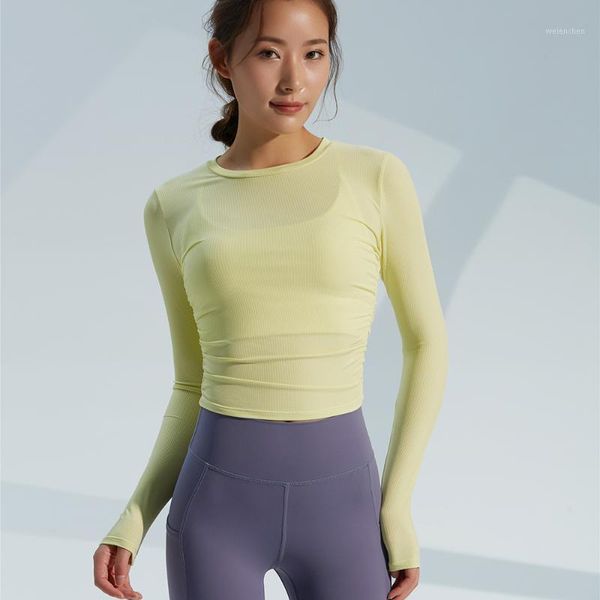 

spring arrival women's yoga shirts breathable quick drying long sleeve sports t-shirt fit running workout gym suit outfit