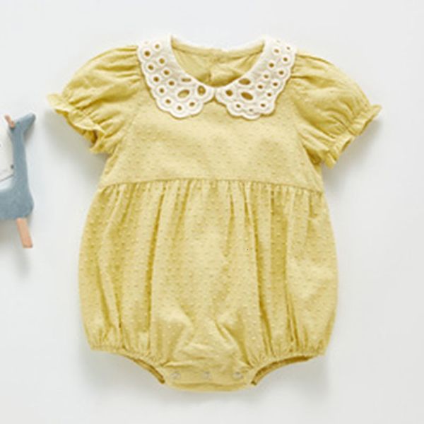 

summer lace collar baby girl short sleeve rompers children rompers cute kids baby girl clothes romper infant rompers 0-3yrs, White