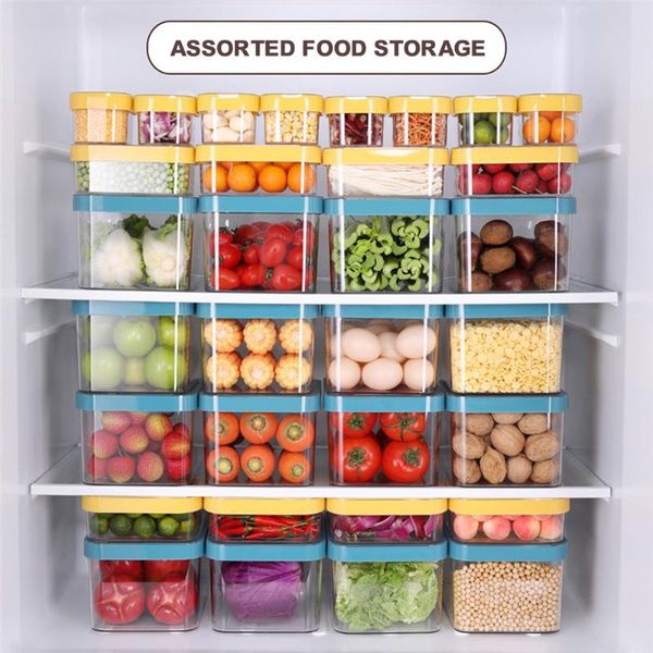 

refrigerator storage container with lids fruit vegetable organizer for kitchen bottles & jars