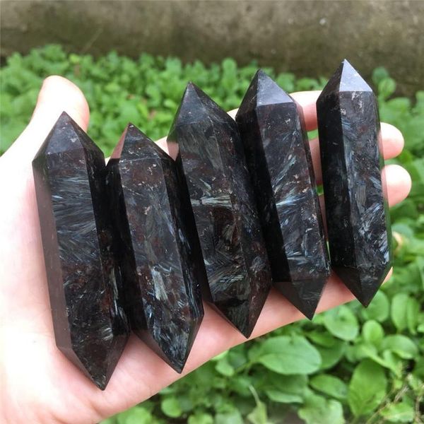 

decorative objects & figurines natural asthophyllite double obelisk quartz crystal wand healing for home decoration