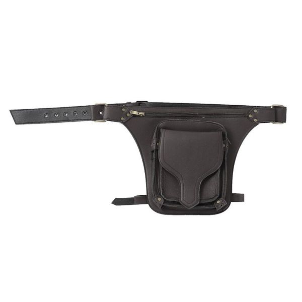 

waist bags mens leather satchel bag women punk style retro rubber adjustable strap rivets decor phone pouch belt pack
