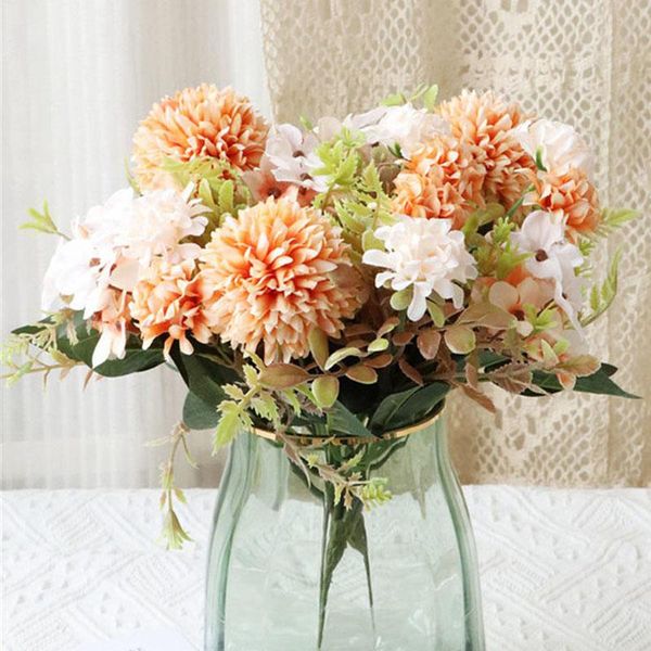 

decorative flowers & wreaths silk peony hydrangea artificial bouquet home wedding decoration dandelion flower ball diy craft wreath living r