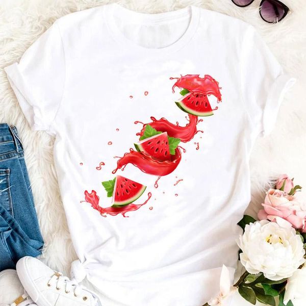 

women's t-shirt women summer watermelon trend 90s fruit beach cartoon clothes tshirts vogue stylish t lady print sweet tee, White