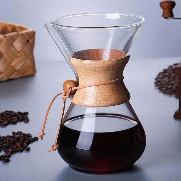 1PC 1000ml Glas Kaffeekanne Tropf Moka Tee Maker Percolator Barista Werkzeuge Espresso Manuelle Wasserkocher Teekanne Mit Edelstahl 210408