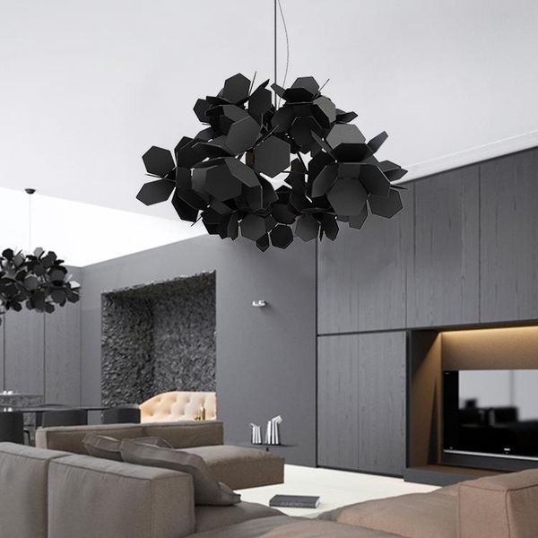 

chandeliers nordic led chandelier fhasion bar iron hanging lights / white black simple dining room living ceiling