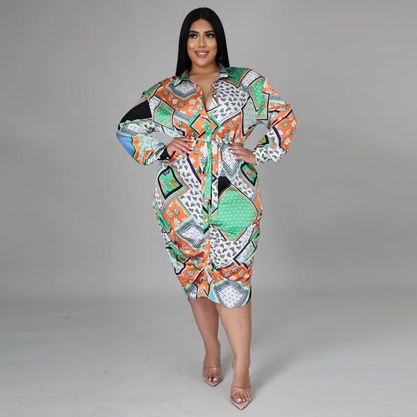 

plus size dresses women print shirt dress long sleeve turn down collar midi boho office lady elegant outfits fashion robes, Black
