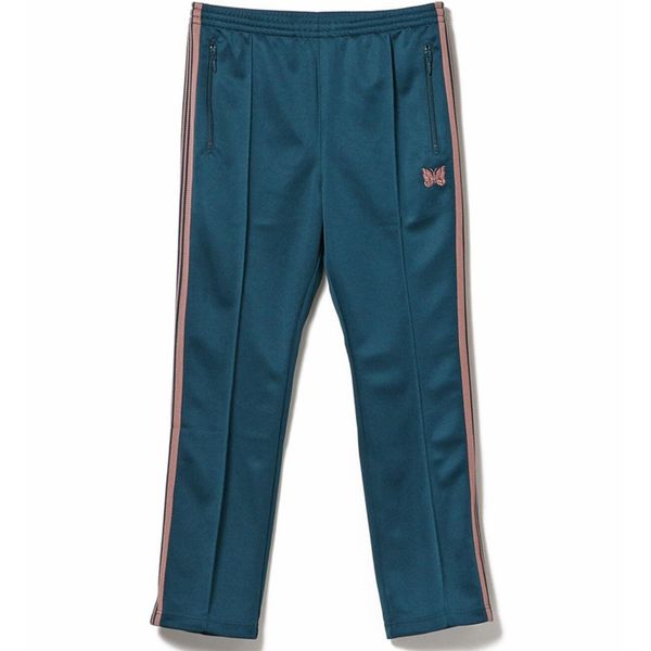 

mens designer pants dark blue needles men women side stripe butterfly embroidered track high street trousers, Black