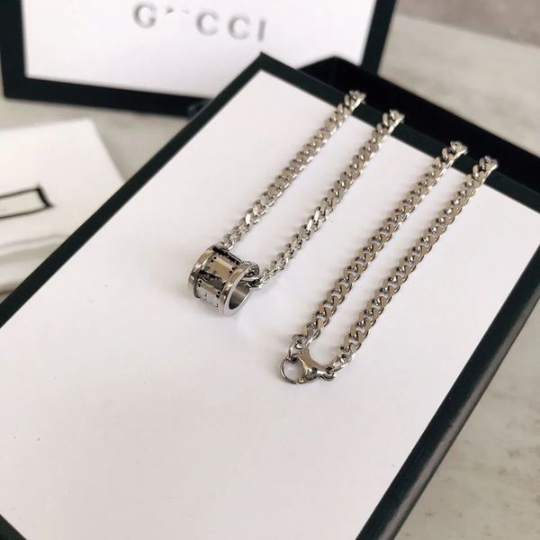 

ancient home small waist classic retro letters pendant necklace with men and women's official website, Silver