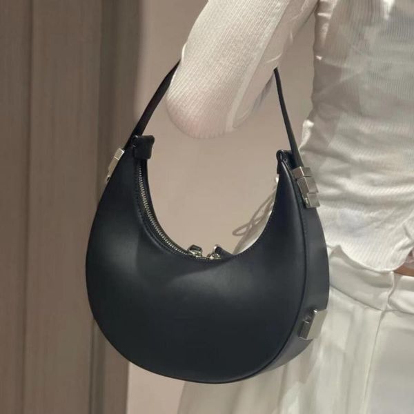 

evening bags genuine leather half moon women shoulder casual solid croissant underarm women's bag luxury designer handbags